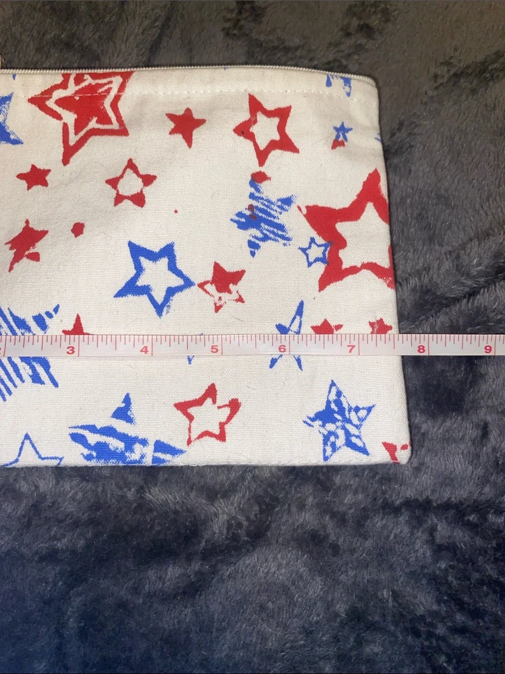 Anju Red & Blue Star Canvas Wristlet Clutch